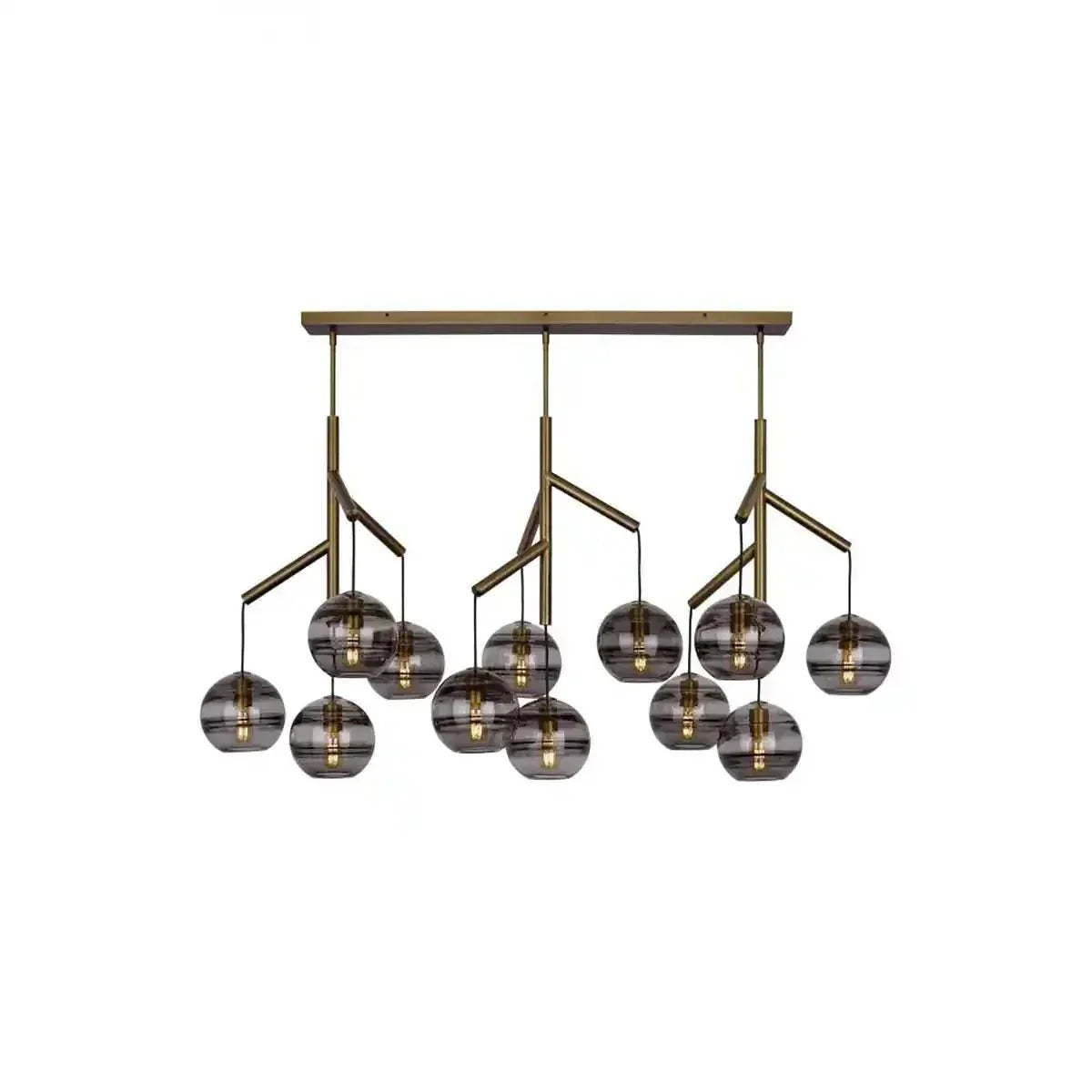 Art Glass Ball Sedona Triple Chandelier - Arialamps