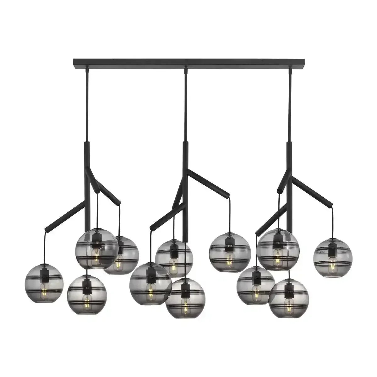 Art Glass Ball Sedona Triple Chandelier - Arialamps