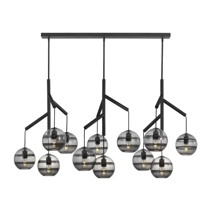 Art Glass Ball Sedona Triple Chandelier - Arialamps