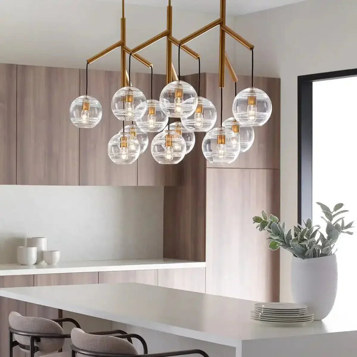 Art Glass Ball Sedona Triple Chandelier - Arialamps