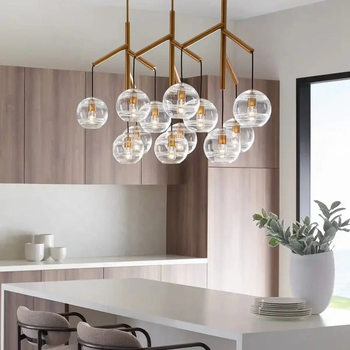 Art Glass Ball Sedona Triple Chandelier - Arialamps