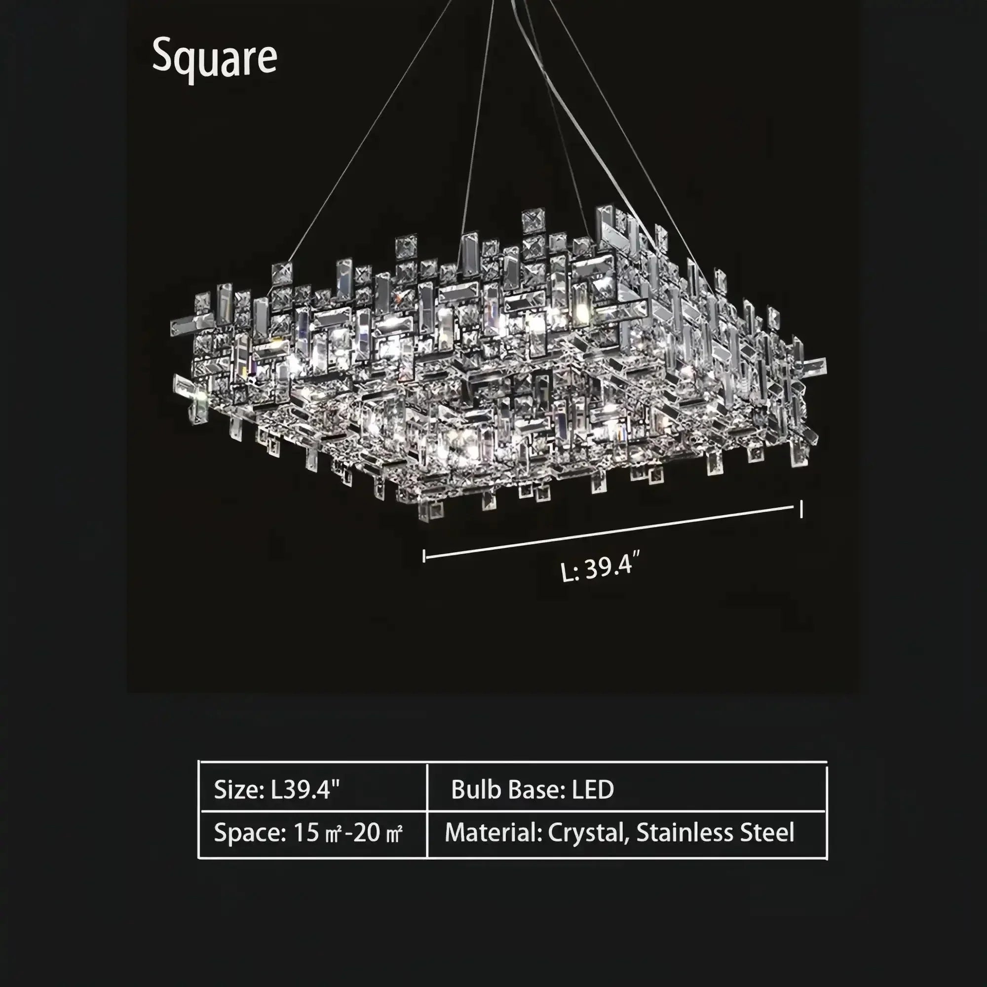 Art Irregular Block Collection Crystal Pendant Chandelier Suit for Living/Dining Room - Arialamps