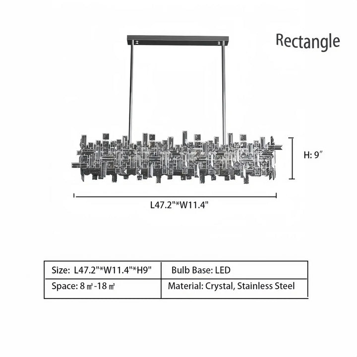 Art Irregular Block Collection Crystal Pendant Chandelier Suit for Living/Dining Room - Arialamps