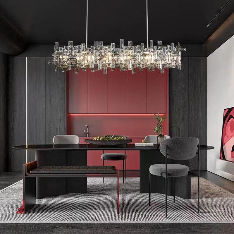 Art Irregular Block Collection Crystal Pendant Chandelier Suit for Living/Dining Room - Arialamps