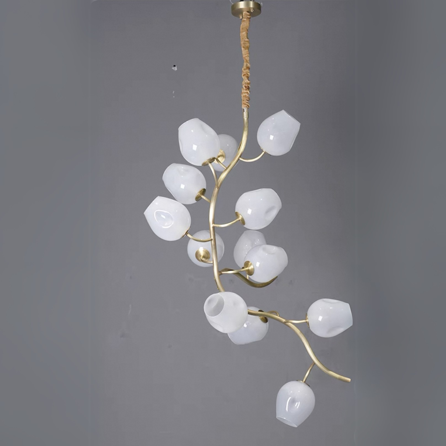 Artistic Glass Lampshade Chandelier with Branches Design for High Ceilings-Arialamps