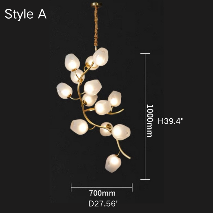 Artistic Glass Lampshade Chandelier with Branches Design for High Ceilings-Style A/13 Lights/D27.56"*H39.4"(D70cm*H100cm)-Warm Light-Arialamps