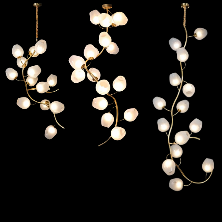 Artistic Glass Lampshade Chandelier with Branches Design for High Ceilings-Arialamps