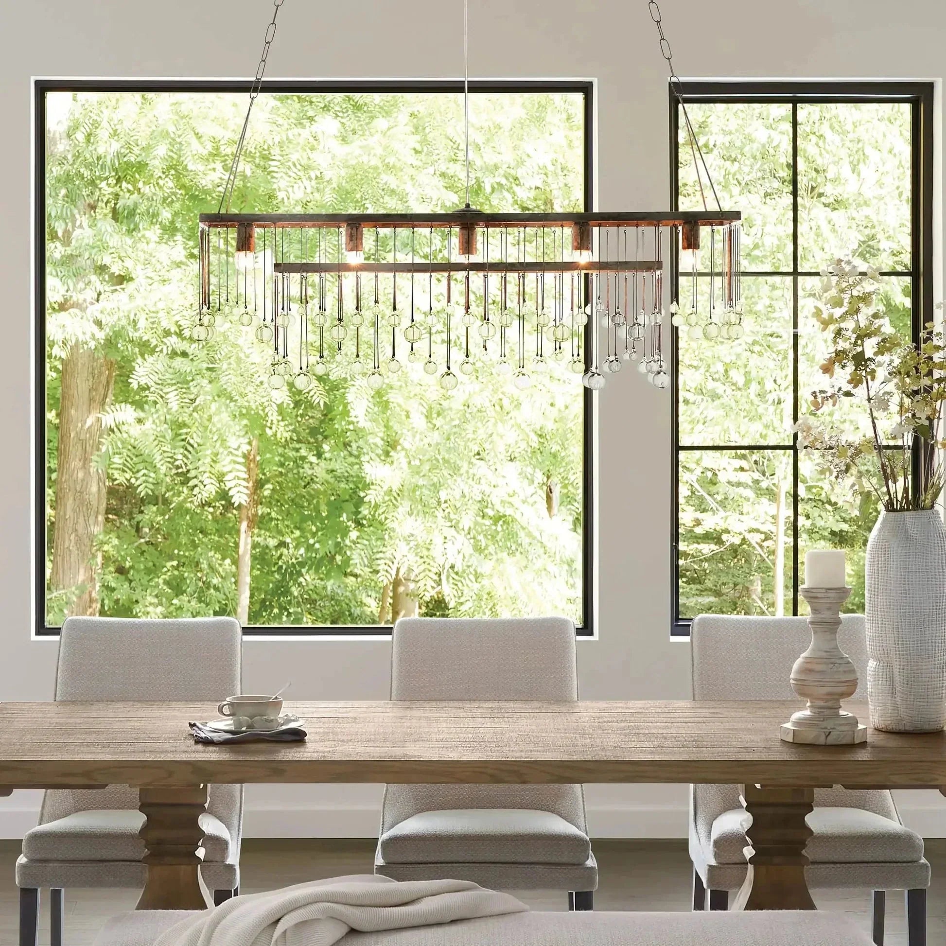 Aubrey Rectangular Chandelier 47''60'' - Arialamps