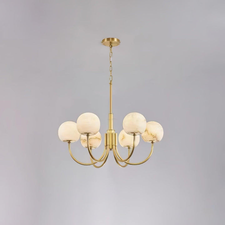 Aurelian Alabaster Globe Chandelier with 6/8/10/12 heads-6 Heads ? 27.6▼ x H 21.7▼ / Dia 70cm x H 55cm-Brass & White-Arialamps