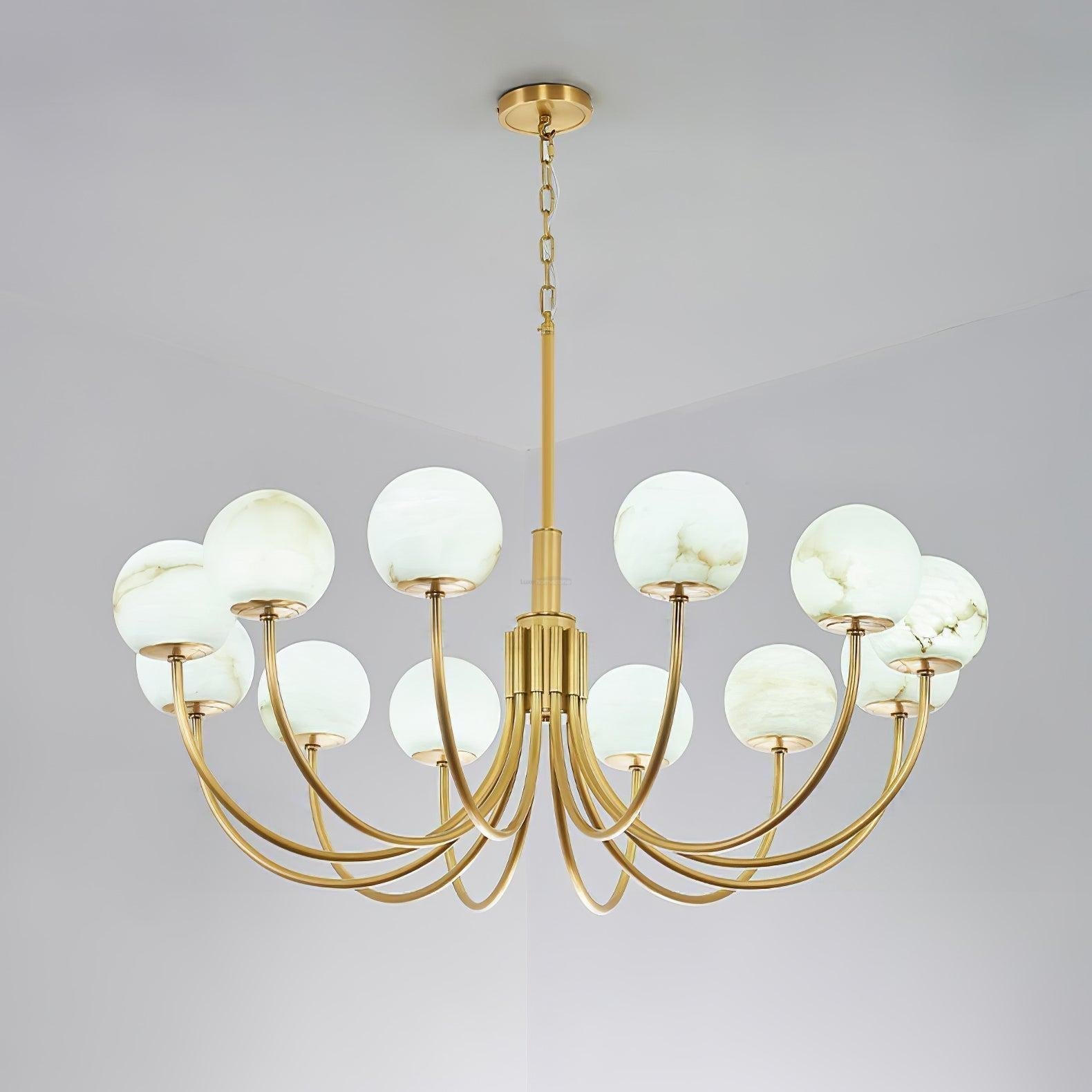 Aurelian Alabaster Globe Chandelier with 6/8/10/12 heads-Arialamps