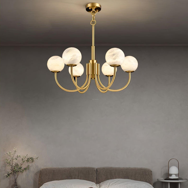 Aurelian Alabaster Globe Chandelier with 6/8/10/12 heads-Arialamps