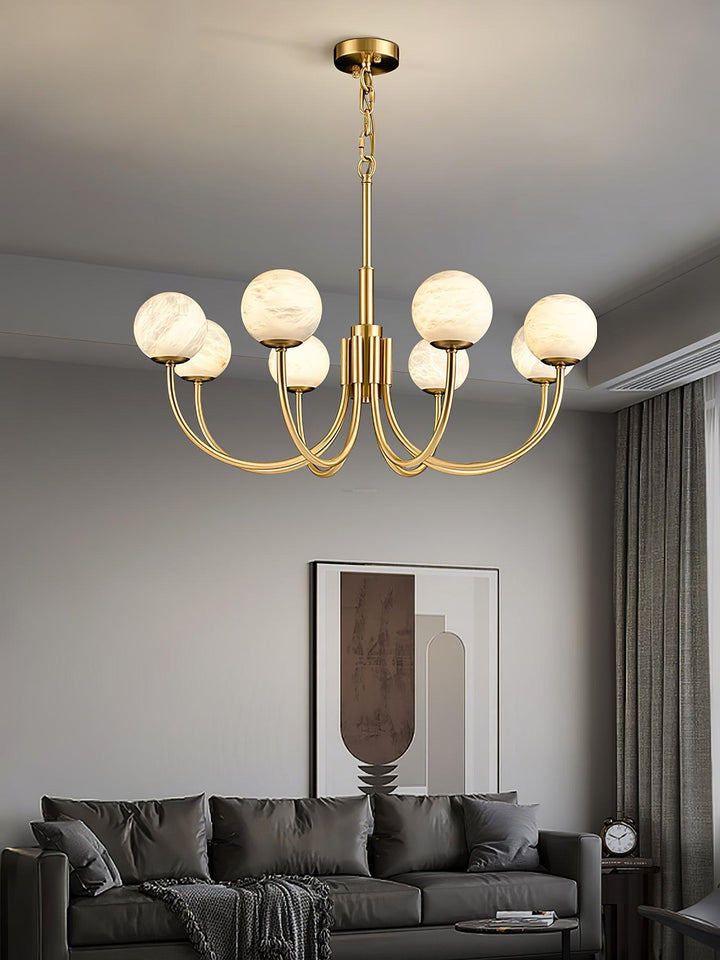 Aurelian Alabaster Globe Chandelier with 6/8/10/12 heads-Arialamps