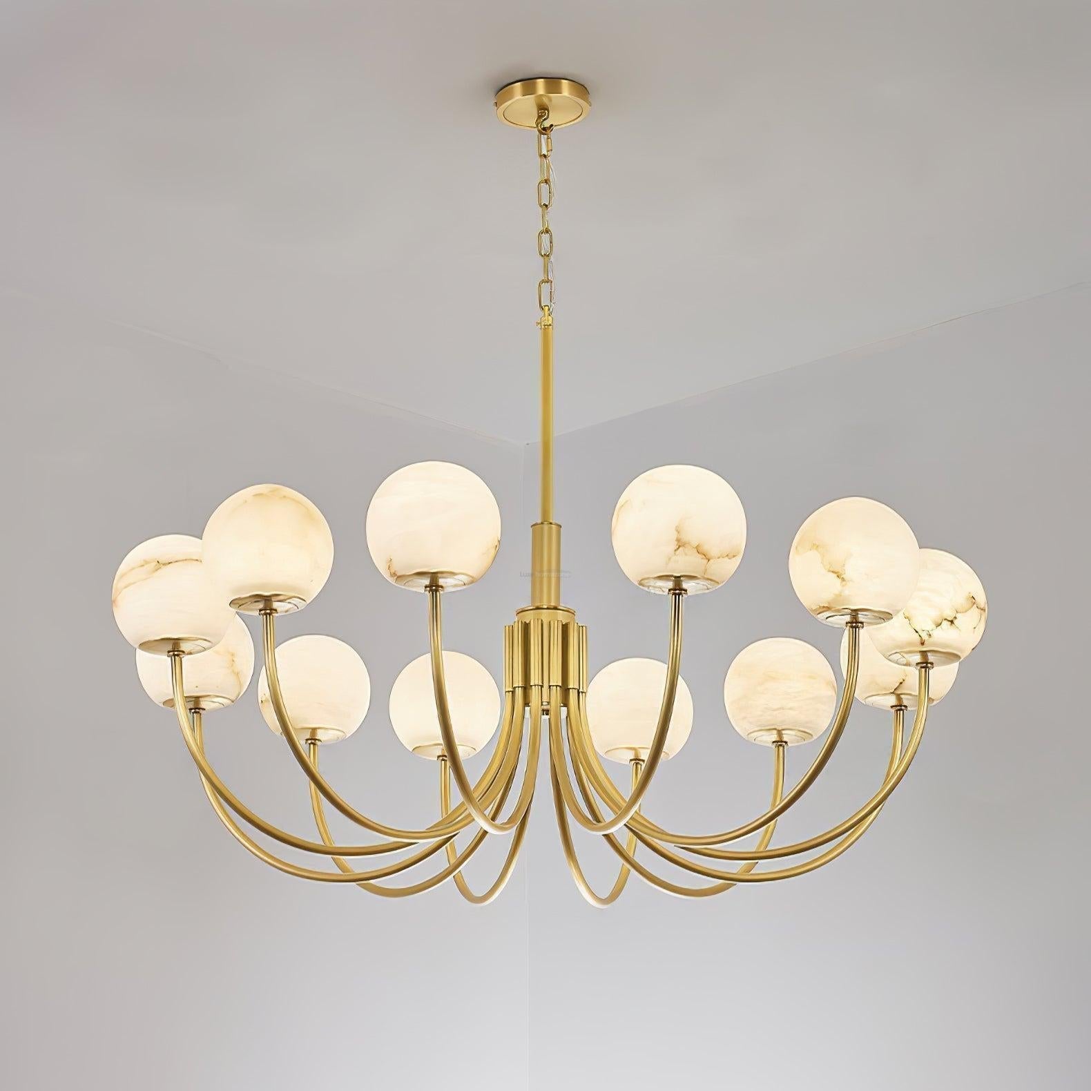 Aurelian Alabaster Globe Chandelier with 6/8/10/12 heads-Arialamps