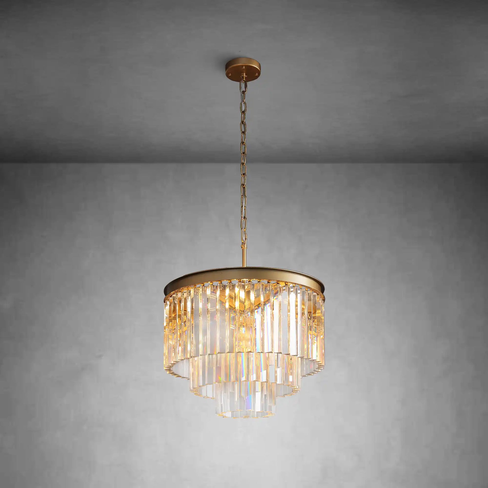 Aurora Series K9 Crystal Tiered Round Chandelier 19" 31" 43" For Living Room Dinning Room