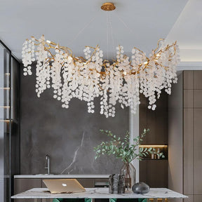 Snowflake Crystal Brass Branch Chandelier