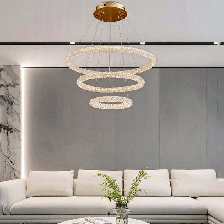 Aria Halo Modern Clear Crystal Ring Chandelier