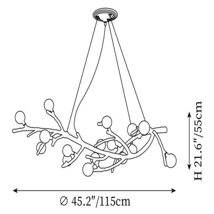Boho Tree Branch Modern Chandelier-chandeliers for dining room,chandeliers for stairways,chandeliers for foyer,chandeliers for bedrooms,chandeliers for kitchen,chandeliers for living room-22 heads Size: Dia 45.2″(115cm) x H 21.6″(55cm)-Arialamps