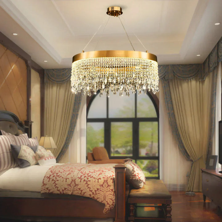 Brushed Gold Modern LED Crystal Light Fixtures-