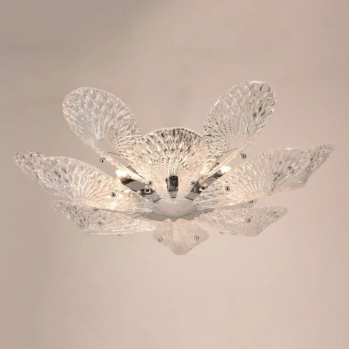 BU Bella Murano Glass Flower Chandelier-1-Tier: 33"W x 12"H-Clear-