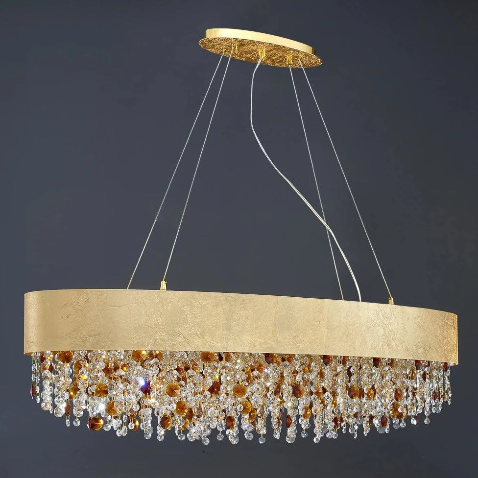 Aria Avani Gold Plated Crystal Dining Room Chandelier