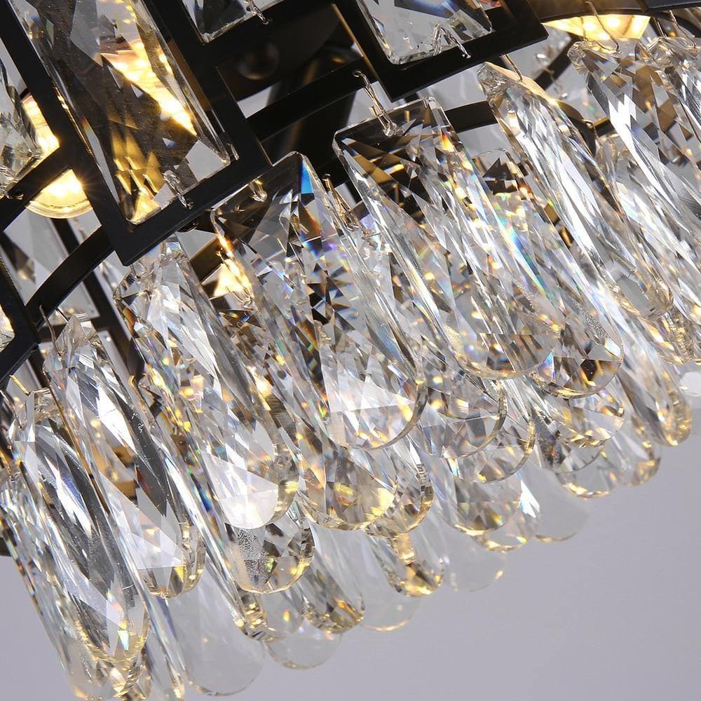 Mini Black Clear Crystal Pendant Chandelier