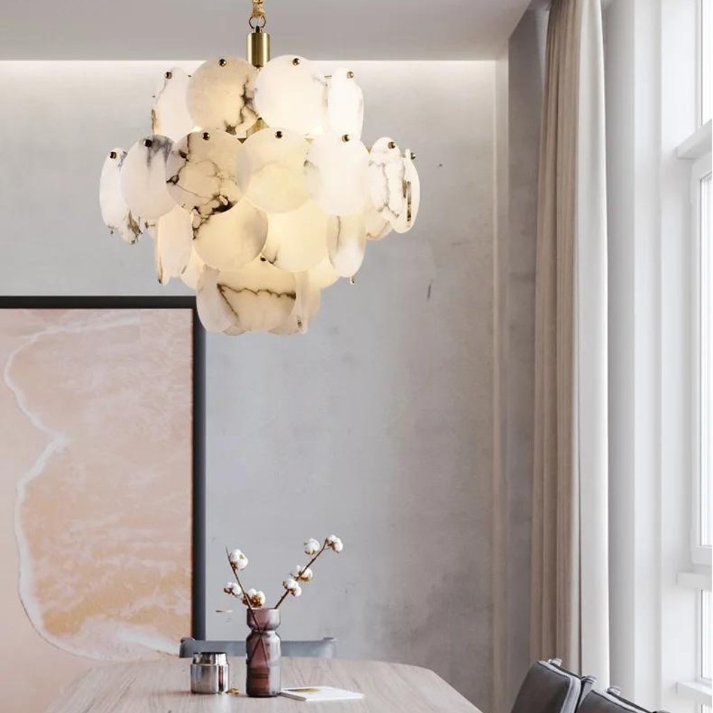 Aria Caelum Alabaster Chandelier Light