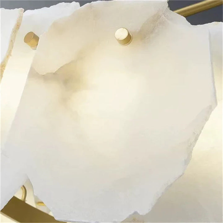 Carlos Alabaster Modern Snowflake Linear Chandelier Over Dining Table chandelier Kevin Studio Inc