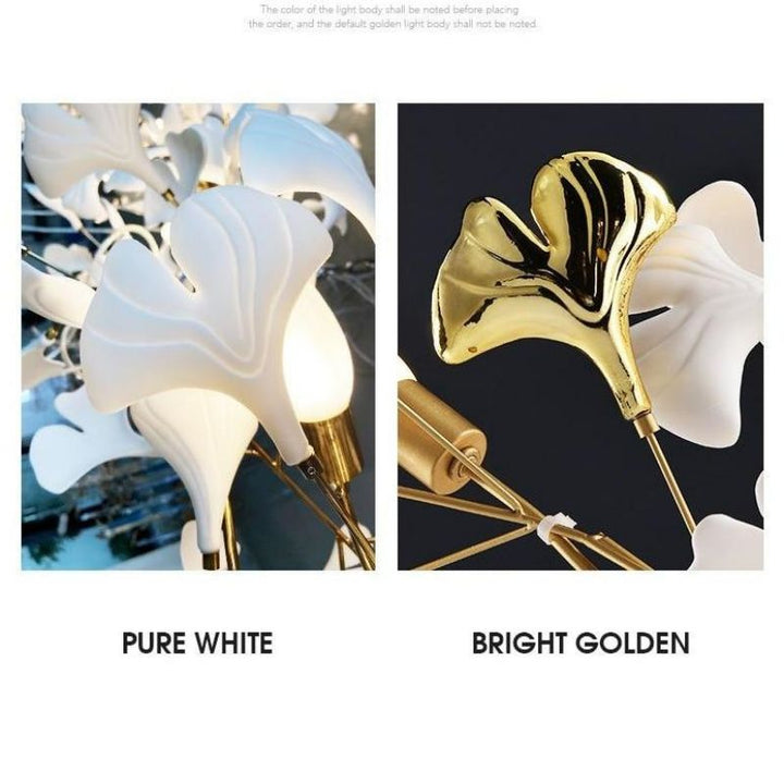 Ceramic Ginkgo Branch Chandelier Light-chandeliers for dining room,chandeliers for stairw-Arialamps
