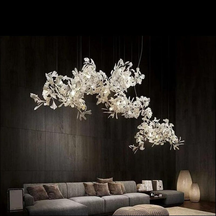 Ceramic Ginkgo Branch Chandelier Light-chandeliers for dining room,chandeliers for stairw-60" L-Arialamps