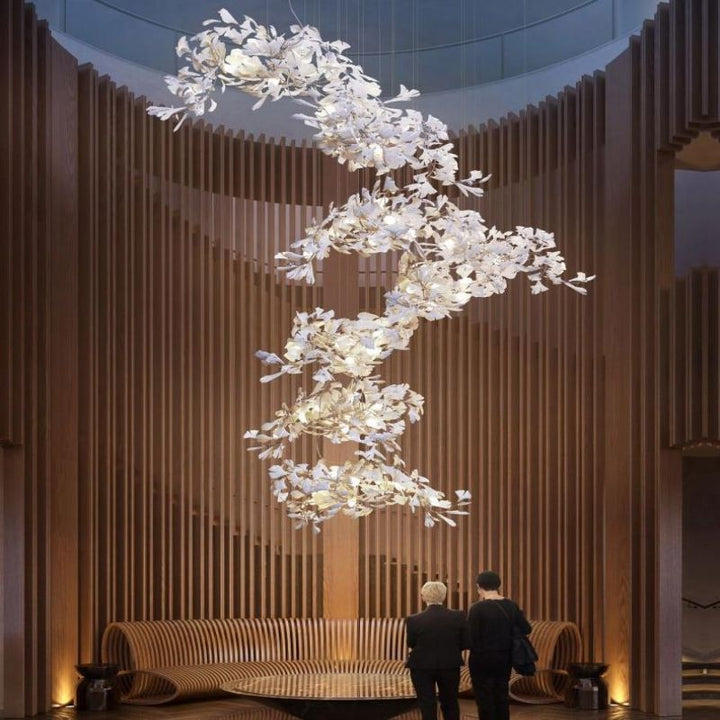 Ceramic Ginkgo Branch Chandelier Light-chandeliers for dining room,chandeliers for stairw-Arialamps