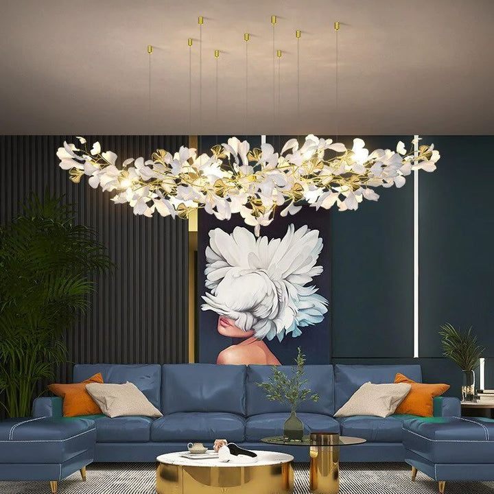 Ceramic Ginkgo Branch Chandelier Light-chandeliers for dining room,chandeliers for stairw-Arialamps