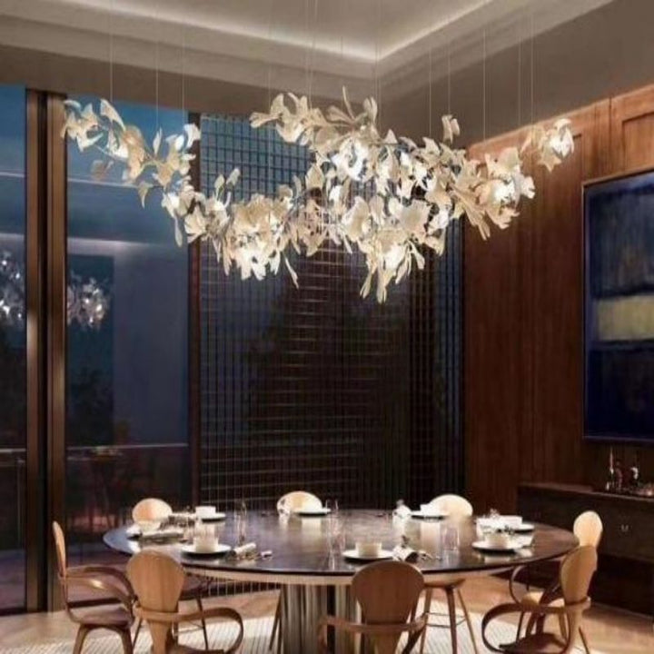 Ceramic Ginkgo Branch Chandelier Light-chandeliers for dining room,chandeliers for stairw-Arialamps
