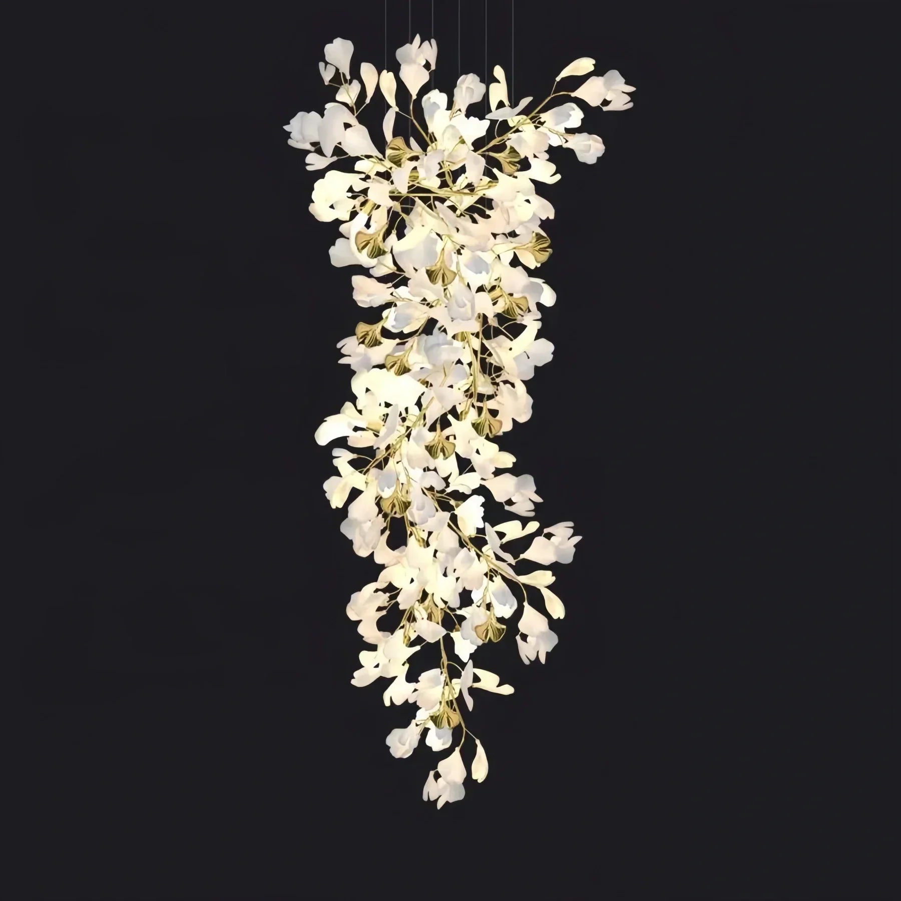 Ceramic Ginkgo Cascading A Branch Chandelier-