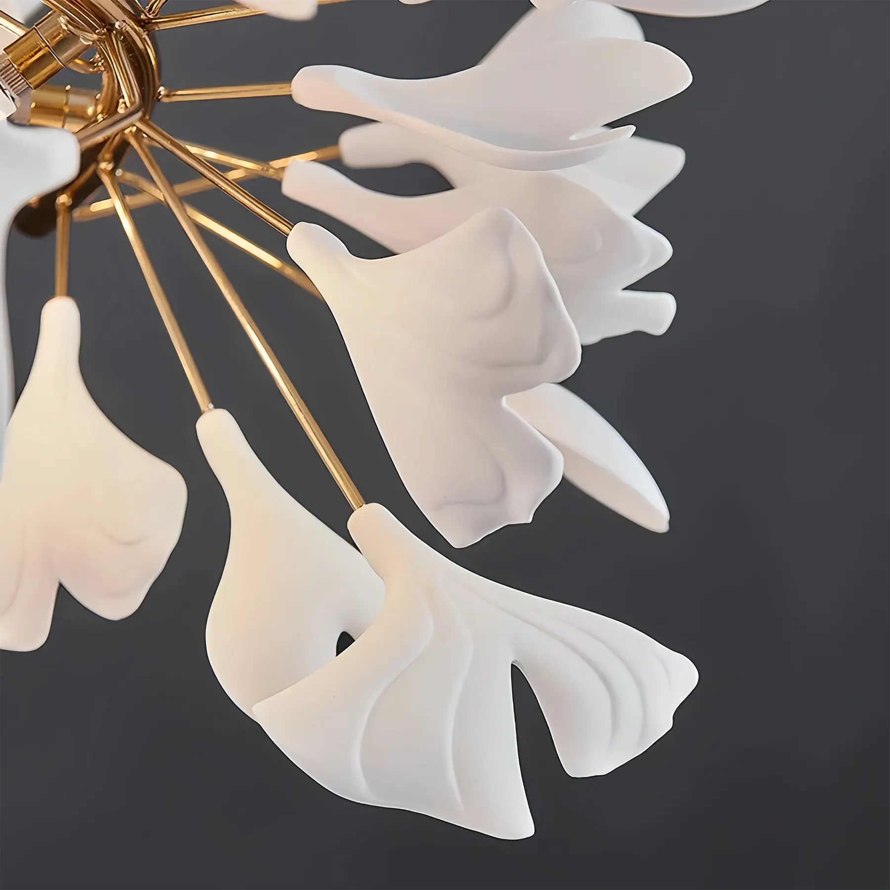 Ceramic Ginkgo Linear Branch Chandelier-