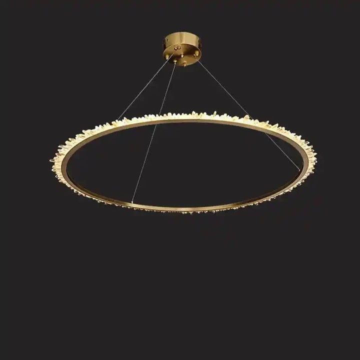 Cervine Modern Rock Crystal Ring Round Chandelier Cluster - Arialamps
