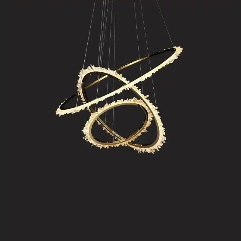 Cervine Modern Rock Crystal Ring Round Chandelier Cluster - Arialamps