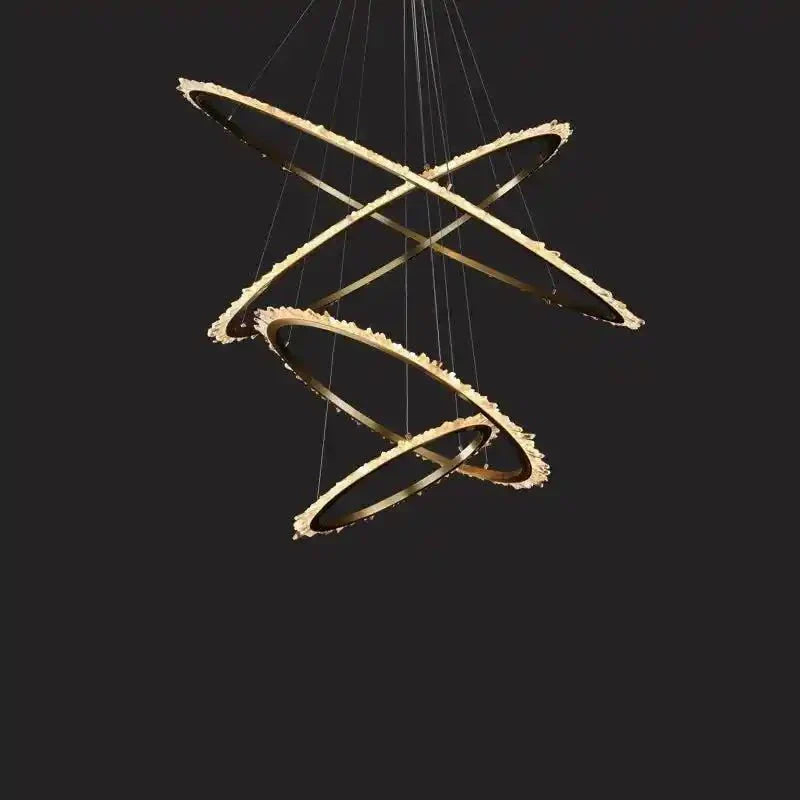 Cervine Modern Rock Crystal Ring Round Chandelier Cluster - Arialamps