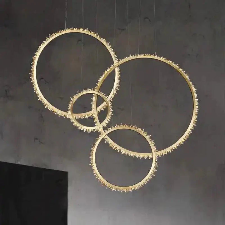 Cervine Modern Rock Crystal Ring Round Chandelier Cluster - Arialamps