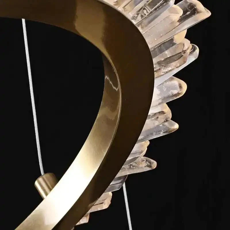 Cervine Modern Rock Crystal Ring Round Chandelier Cluster - Arialamps