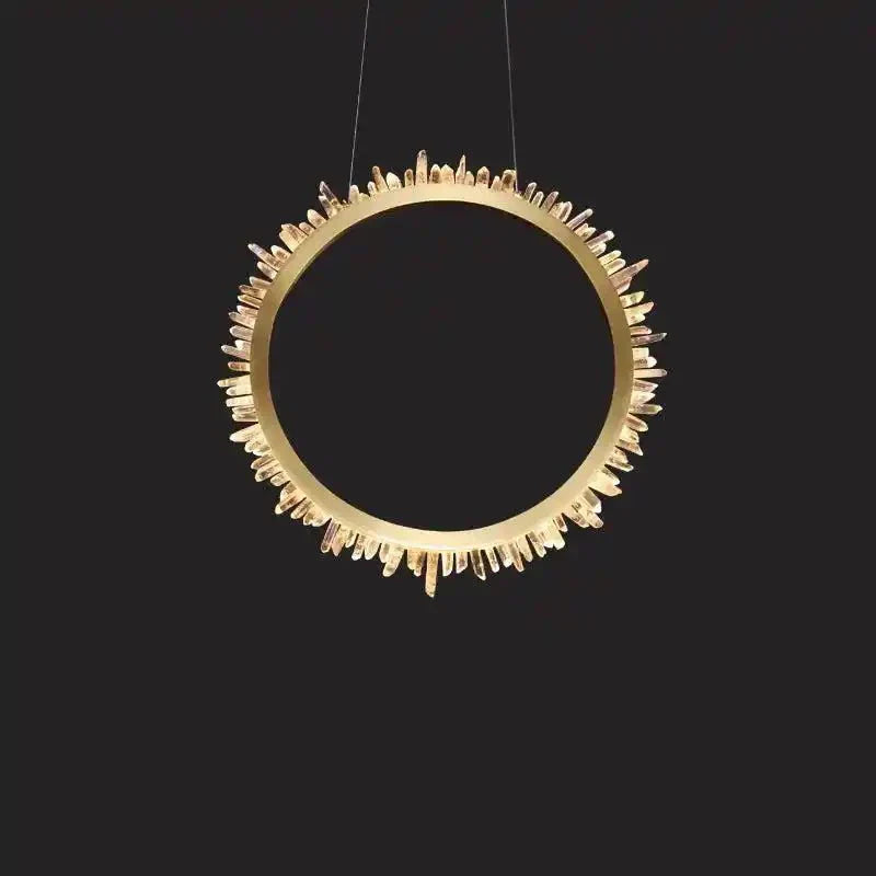 Cervine Modern Rock Crystal Ring Round Chandelier Cluster - Arialamps