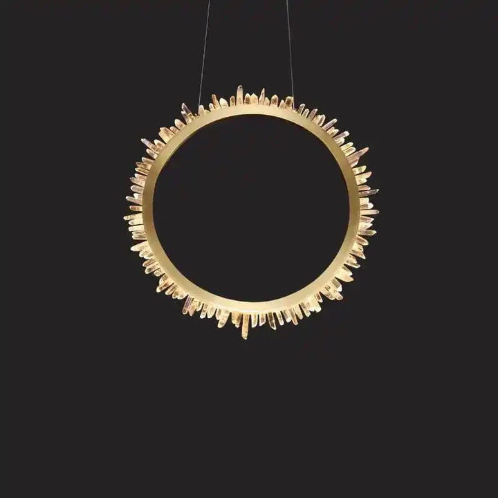 Cervine Modern Rock Crystal Ring Round Chandelier Cluster - Arialamps