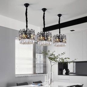 Mini Black Clear Crystal Pendant Chandelier