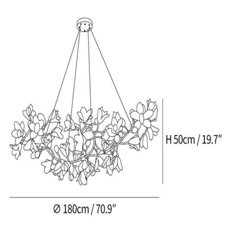 Circular Blossom Chandelier-chandeliers for dining room,chandeliers for stairways,chandeliers for foyer,chandeliers for bedrooms,chandeliers for kitchen,chandeliers for living room-L 70.9″(180cm) x W 19.7″(50cm) x H 19.7″(50cm)-Arialamps