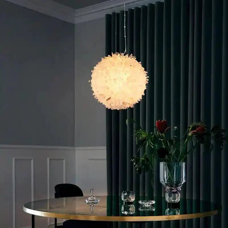 Clear Geode Quartz Crystal Ball Modern Pendant Light - Arialamps