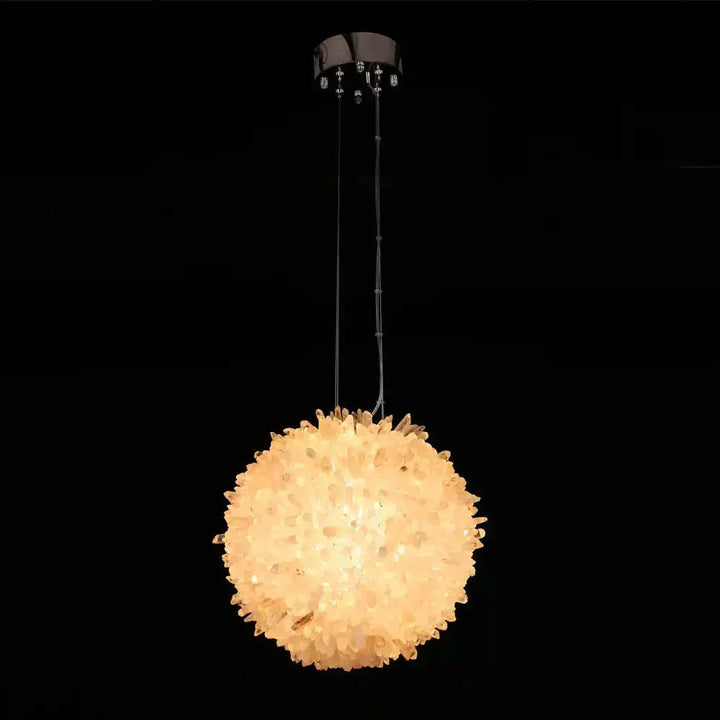 Clear Geode Quartz Crystal Ball Modern Pendant Light - Arialamps