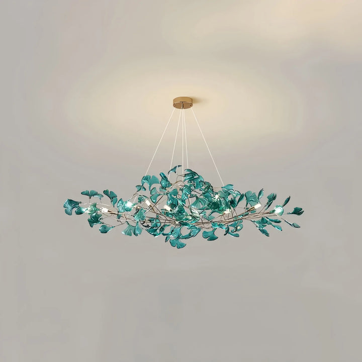 Colorful Glass Ginkgo Leaf Chandelier-chandeliers for dining room,chandeliers for stairways,chandeliers for foyer,chandeliers for bedrooms,chandeliers for kitchen,chandeliers for living room-Arialamps