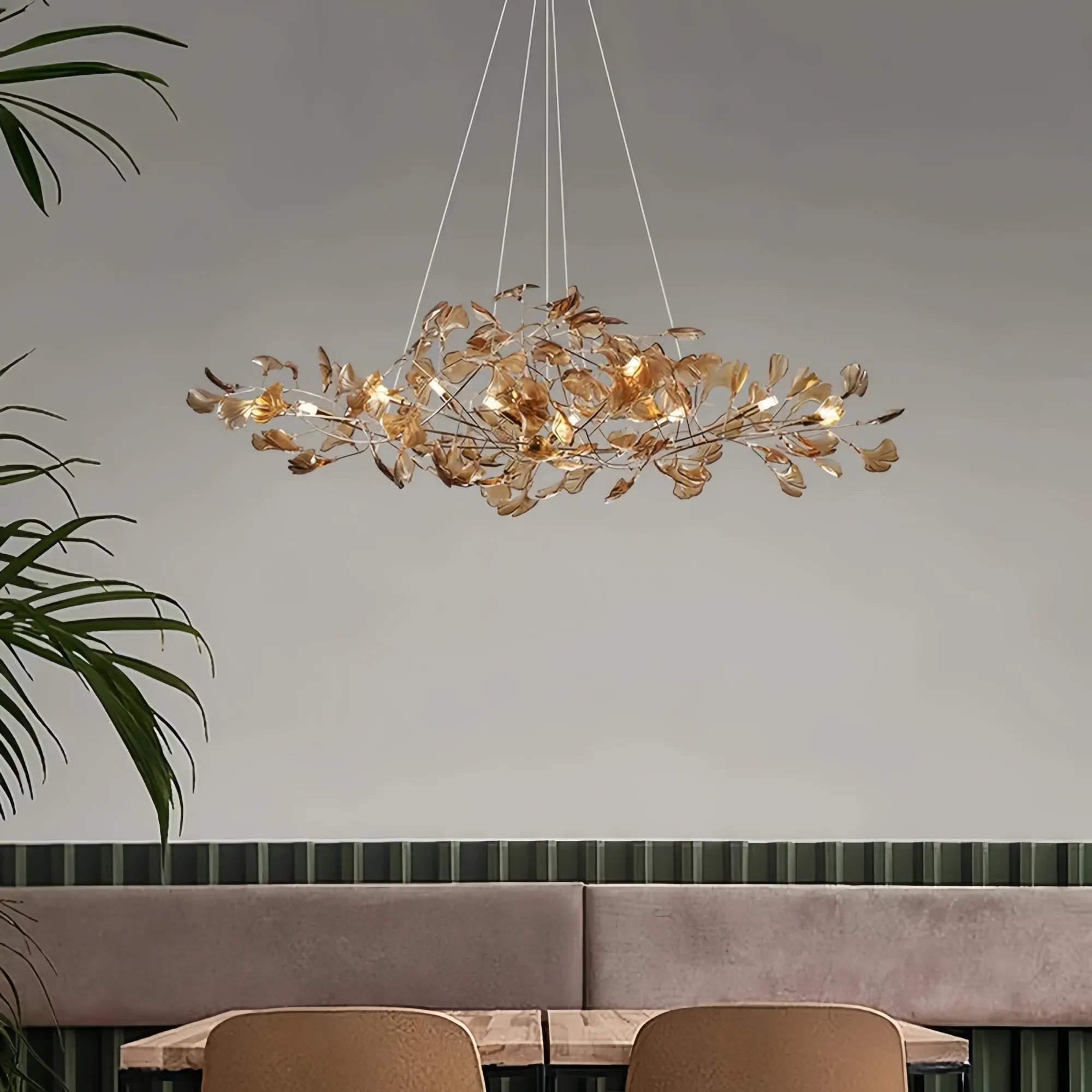 Colorful Glass Ginkgo Leaf Chandelier-chandeliers for dining room,chandeliers for stairways,chandeliers for foyer,chandeliers for bedrooms,chandeliers for kitchen,chandeliers for living room-Arialamps