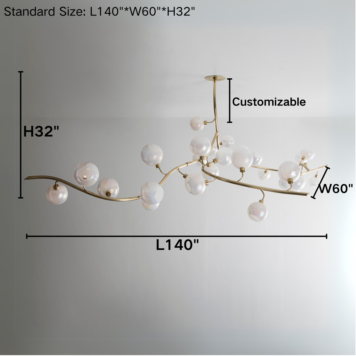 Contemporary Hand-blown Glass Globes Branch Chandelier for Dining Room Living Room and Kitchen Island-Chandeliers-Arialamps