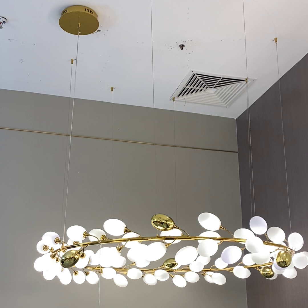 Creative Art Grape Chandelier Pure White Nordic Ring and Linear Design for Living Room or Dining Room-Chandeliers-Arialamps