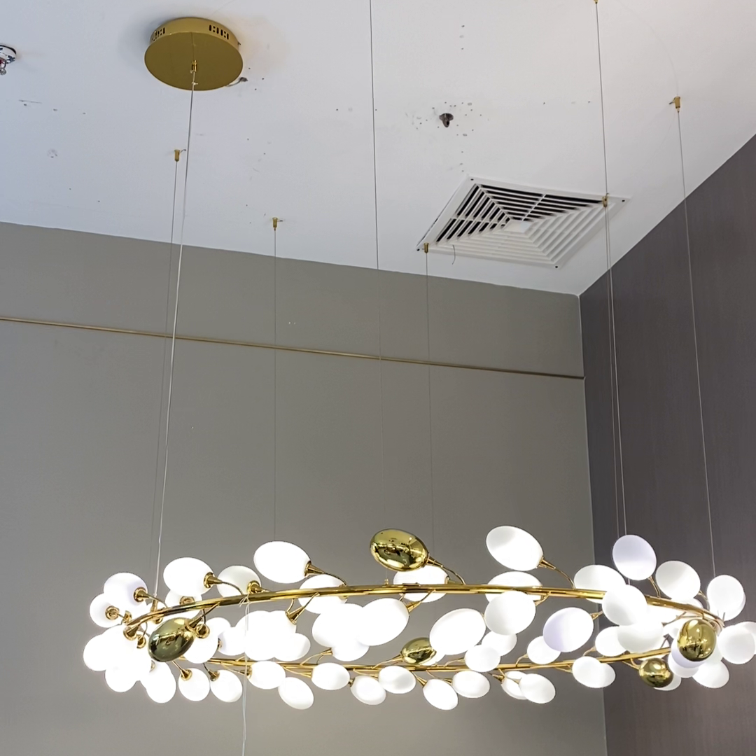 Creative Art Grape Chandelier Pure White Nordic Ring and Linear Design for Living Room or Dining Room-Chandeliers-Arialamps